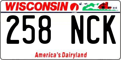 WI license plate 258NCK