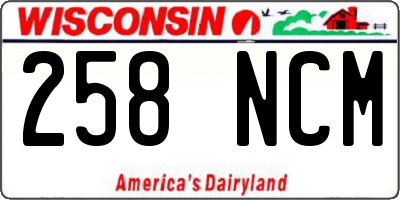 WI license plate 258NCM