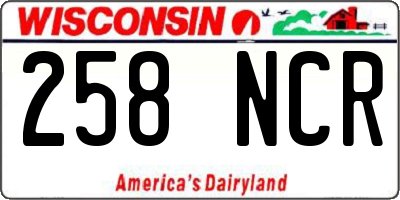 WI license plate 258NCR