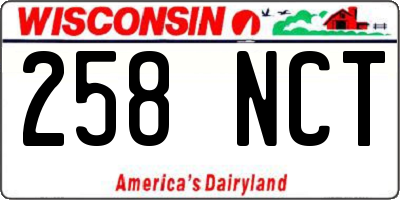 WI license plate 258NCT