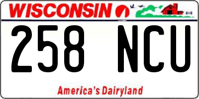 WI license plate 258NCU