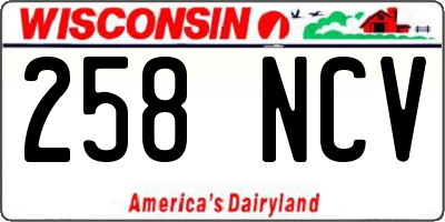 WI license plate 258NCV