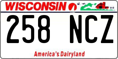 WI license plate 258NCZ