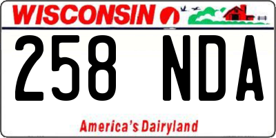 WI license plate 258NDA