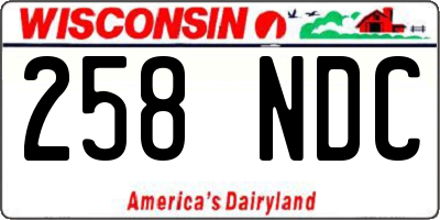 WI license plate 258NDC
