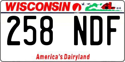 WI license plate 258NDF
