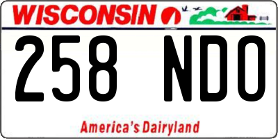 WI license plate 258NDO
