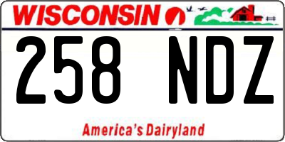 WI license plate 258NDZ