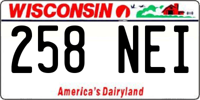 WI license plate 258NEI
