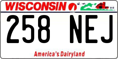 WI license plate 258NEJ