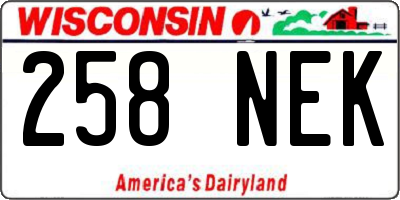 WI license plate 258NEK