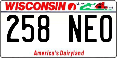 WI license plate 258NEO