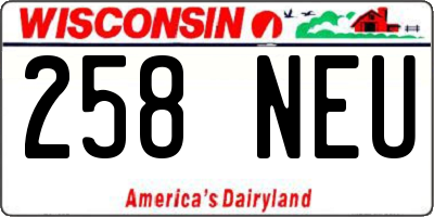 WI license plate 258NEU