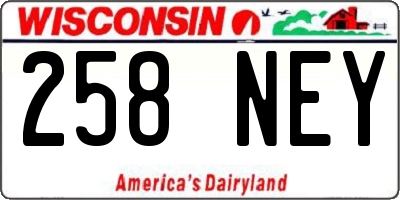 WI license plate 258NEY