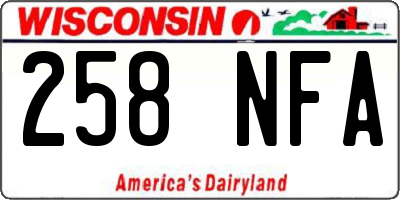 WI license plate 258NFA