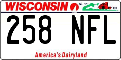 WI license plate 258NFL