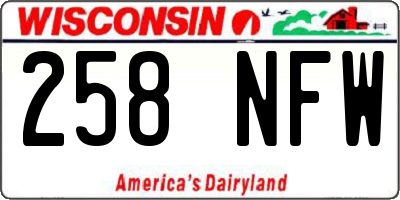 WI license plate 258NFW