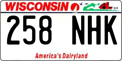 WI license plate 258NHK