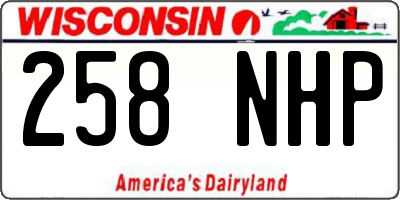 WI license plate 258NHP