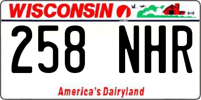 WI license plate 258NHR