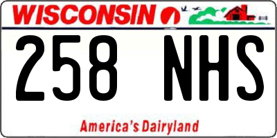 WI license plate 258NHS