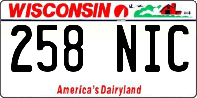 WI license plate 258NIC