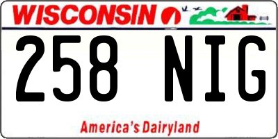 WI license plate 258NIG