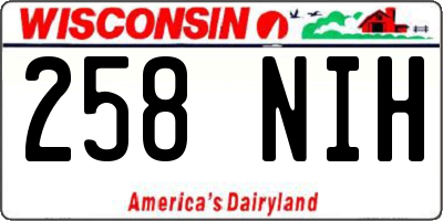 WI license plate 258NIH