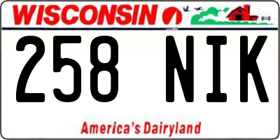 WI license plate 258NIK