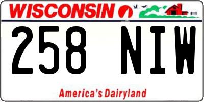 WI license plate 258NIW
