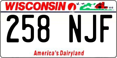 WI license plate 258NJF
