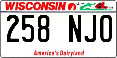 WI license plate 258NJO