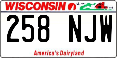 WI license plate 258NJW