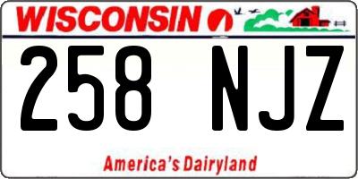 WI license plate 258NJZ