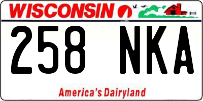 WI license plate 258NKA