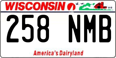WI license plate 258NMB