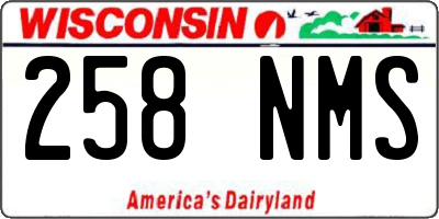 WI license plate 258NMS