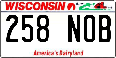 WI license plate 258NOB
