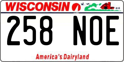 WI license plate 258NOE