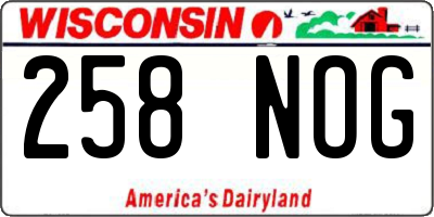 WI license plate 258NOG