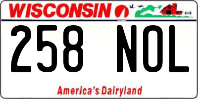 WI license plate 258NOL