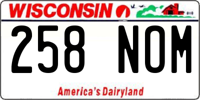 WI license plate 258NOM