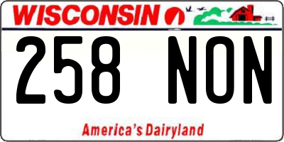 WI license plate 258NON
