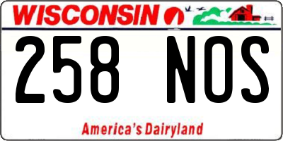 WI license plate 258NOS