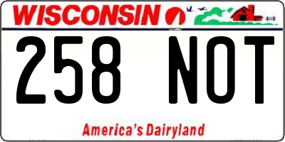 WI license plate 258NOT