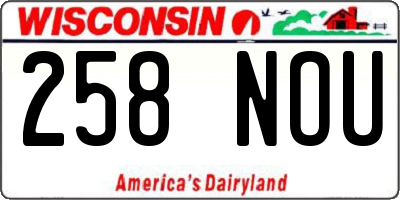 WI license plate 258NOU