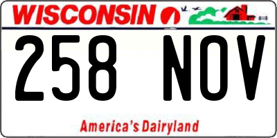 WI license plate 258NOV