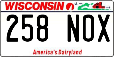 WI license plate 258NOX
