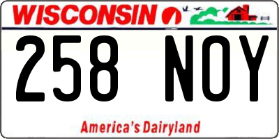 WI license plate 258NOY