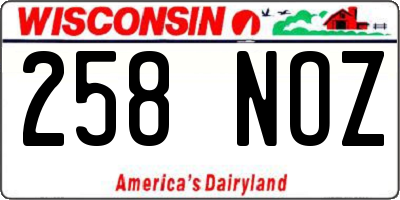 WI license plate 258NOZ